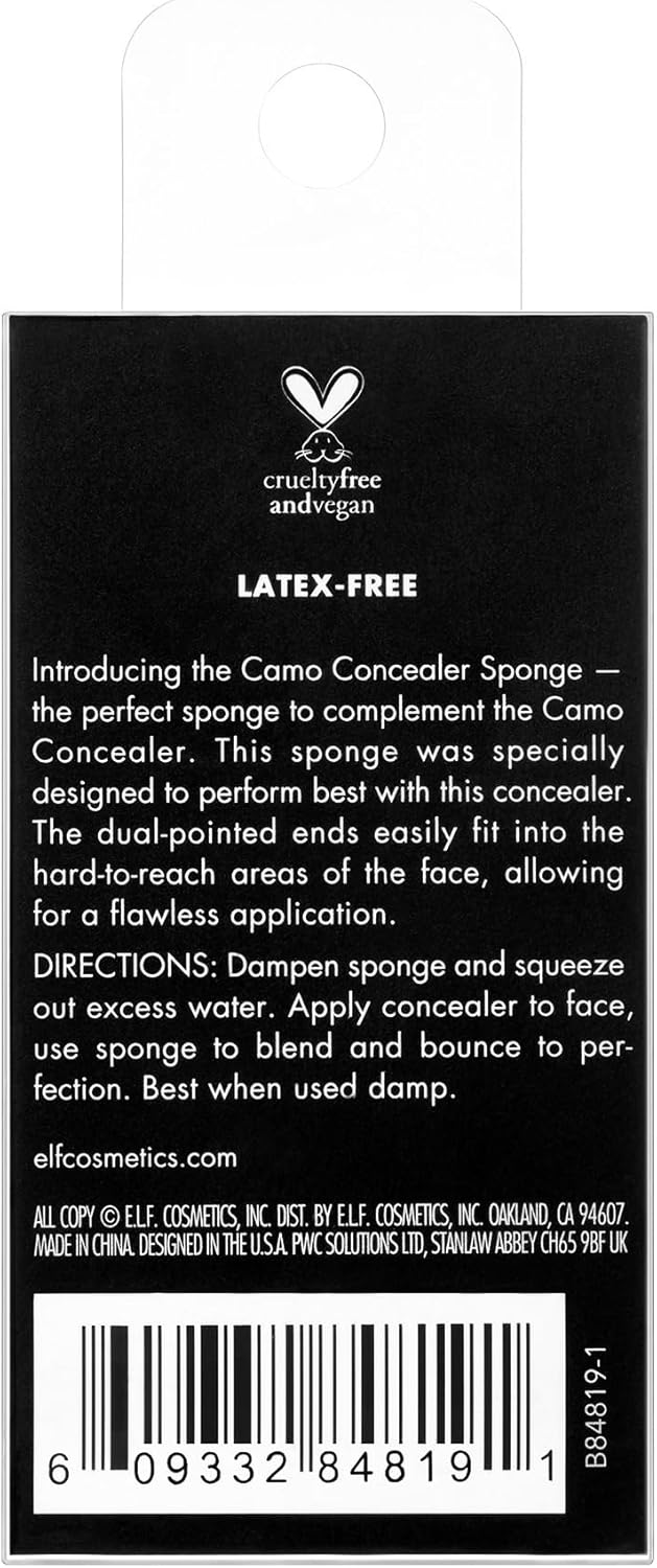 e.l.f. Camo Concealer Sponge, Soft, Dual-Pointed, Versatile, Washable, Reuseable, Easy To Use, Blends, Complements 16HR Camo Concealer, Wet or Dry Product : Amazon.co.uk: Beauty