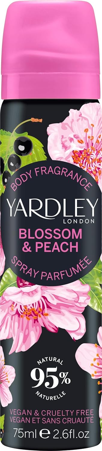 Yardley London Blossom And Peach Body Spray, Floral Body Spray For Women With Notes Of Citrus And Cassis, Blossom Body Mist For Women 75Ml