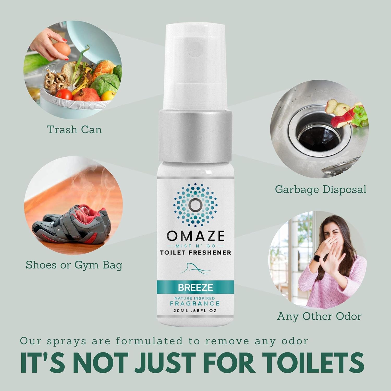 OMAZE Toilet Spray, Area Deodorizer - 5x0.68oz Mix - All Scent, Multicolor, Bathroom Smell Eliminator for Home or On The Go : Health & Household