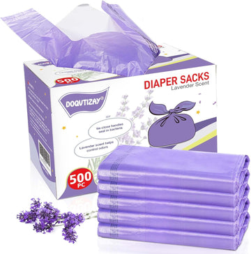 Baby Disposable Diaper Bags Easy-To-Tie Tabs Diaper Sacks With Lavender Scented Diaper Disposal Or Pet Waste Bags (500 Count)
