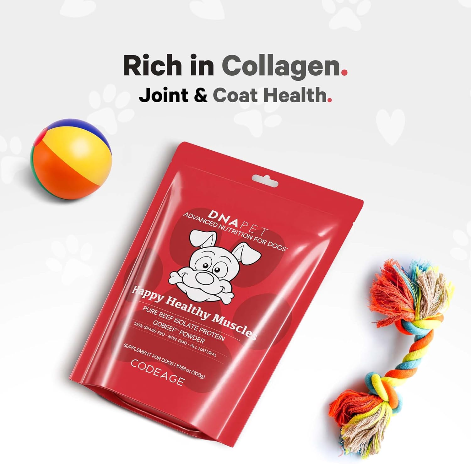 DNA PET Happy Healthy Muscles Supplement for Dogs - Grass-Fed Beef Protein Powder - Rich in Collagen and Amino Acids - Pure Beef Isolate Protein - All Life Stages - Unflavored & Non-GMO - 10.58 Oz: Pet Supplies: Amazon.com