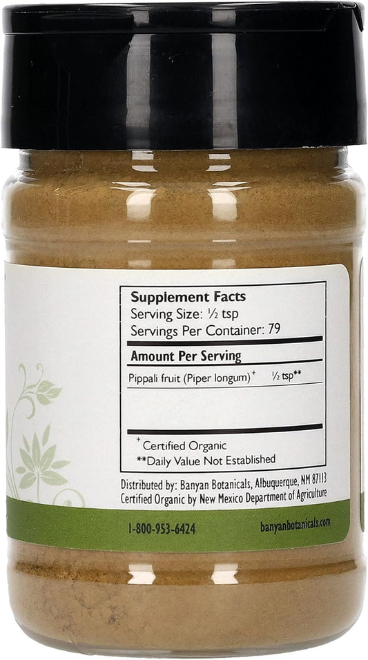 Banyan Botanicals Organic Pippali Powder - Piper Longum - Certified USDA Organic - Spice Jar - Long Pepper - Ayurvedic Cooking Spice with Digestive and Respiratory Benefits