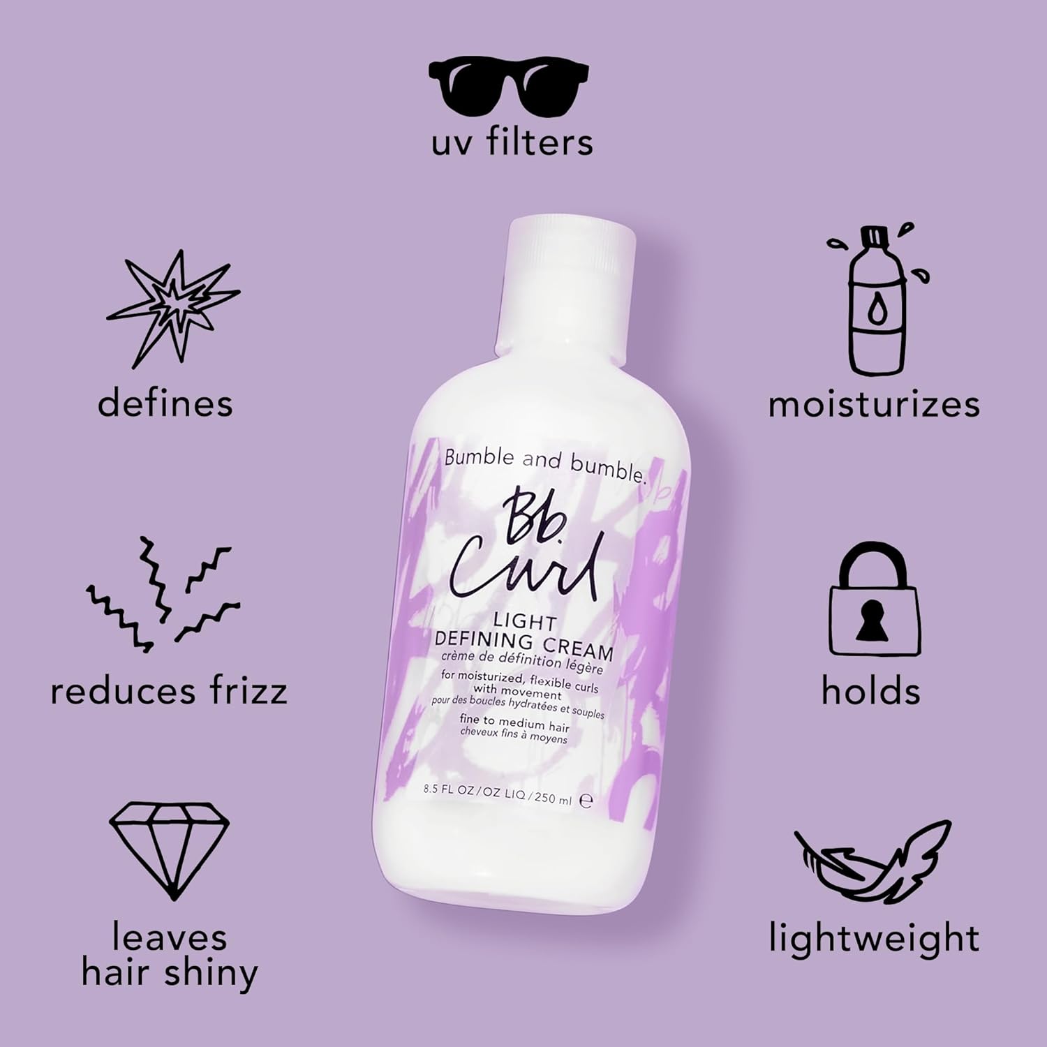 Bumble And Bumble. Curl Light Defining Styling Cream | For Moisturized Flexible Curls | Frizz Control | Curly, Wavy | With Jojaba, Avocado + Coconut Oil | Standard Size, 8.5 Fl Oz : Beauty & Personal Care