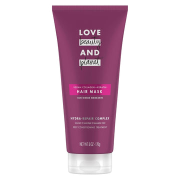 Love Beauty And Planet Hair Mask Deep Conditioning Treatment Vegan Collagen + Keratin & Sun-Kissed Mandarin For Damaged, Fragile Hair Sulfate-Free, Silicone-Free, & Paraben-Free 6 Oz