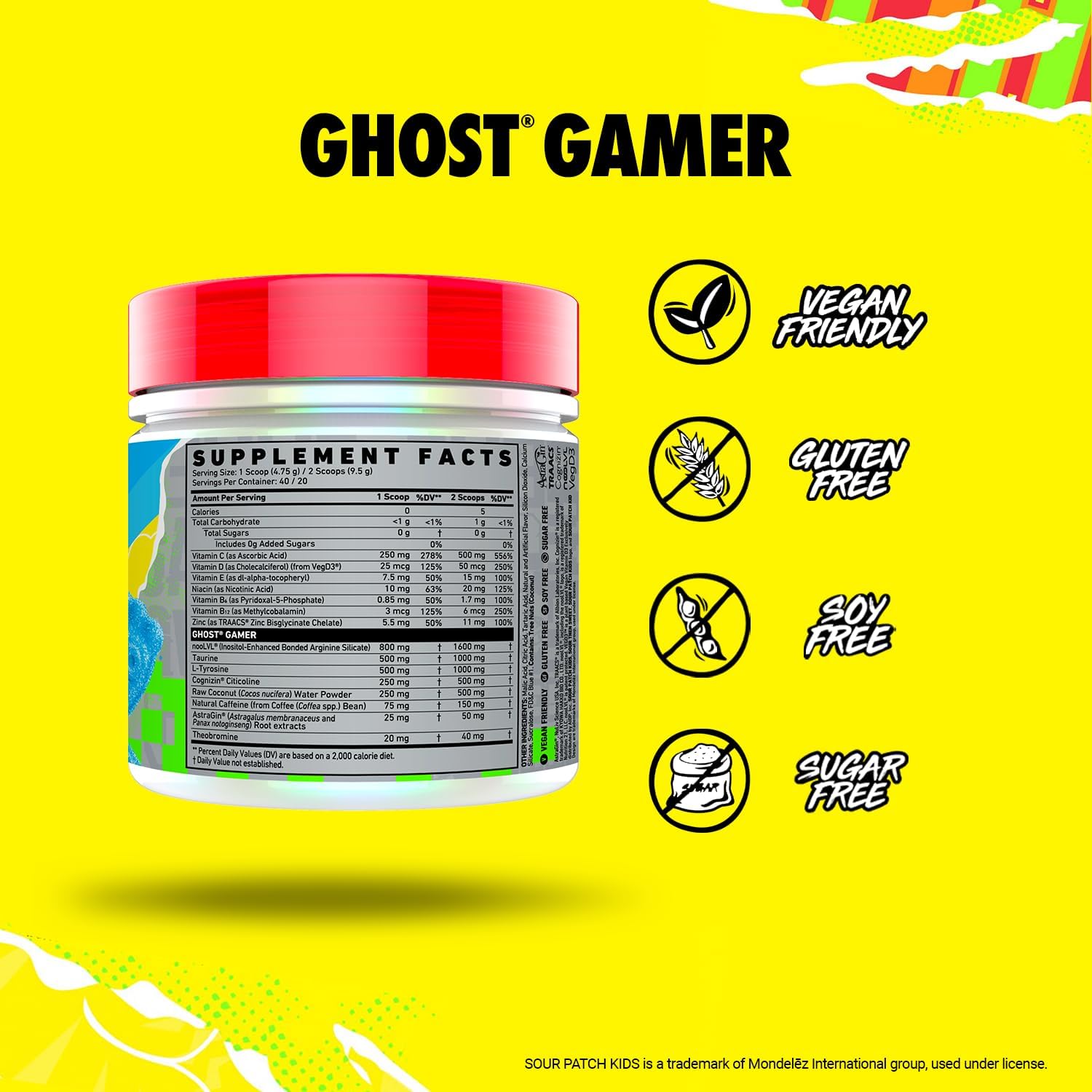 GHOST Sour Patch Kids Bundles - Gamer Nootropics (Blue Raspberry) & BCAA Amino Acids (Blue Raspberry) : Health & Household