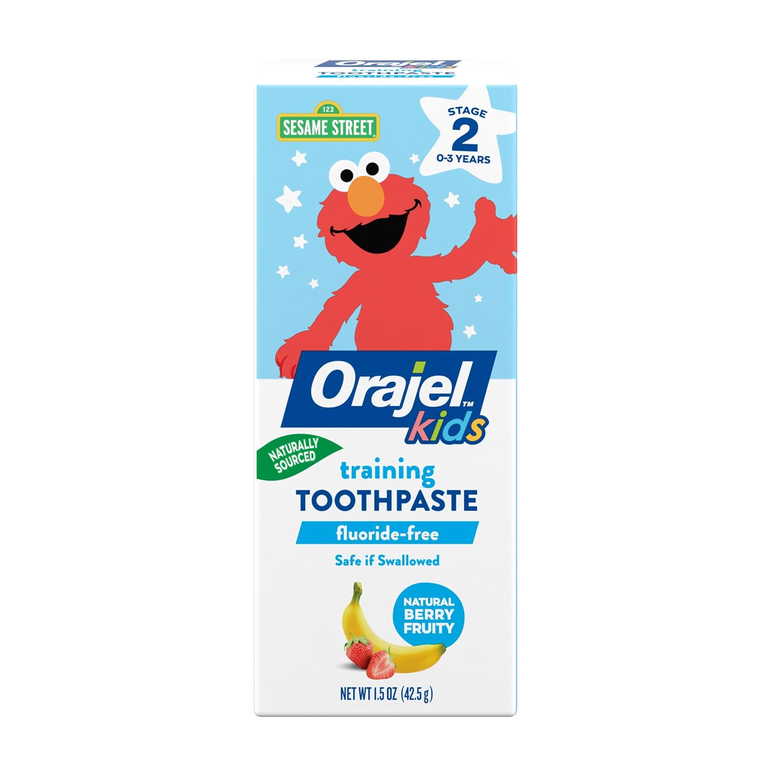 Orajel Kids Elmo Training Toothpaste Fluoride-Free; #1 Pediatrician Recommended Fluoride-Free Toothpaste*, 1.5Oz Tube