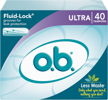 o.b. Tampons | Non-Applicator Tampon, Unscented | Ultra Tampons, 40ct