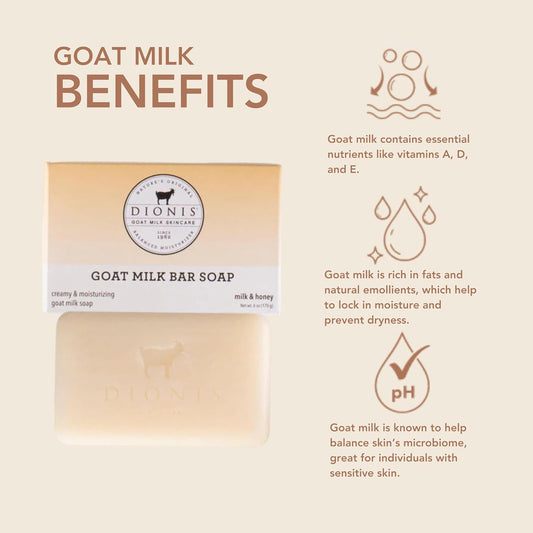 Dionis Goat Milk Skincare Bar Hand Soap-Shea Butter & Olive Oil Nourish, Moisturize, Restore, For All Skin Types, Non Greasy, No Residue, Milk & Honey Scent, Gift Set Bundle Of 3 Moisturizing Bars
