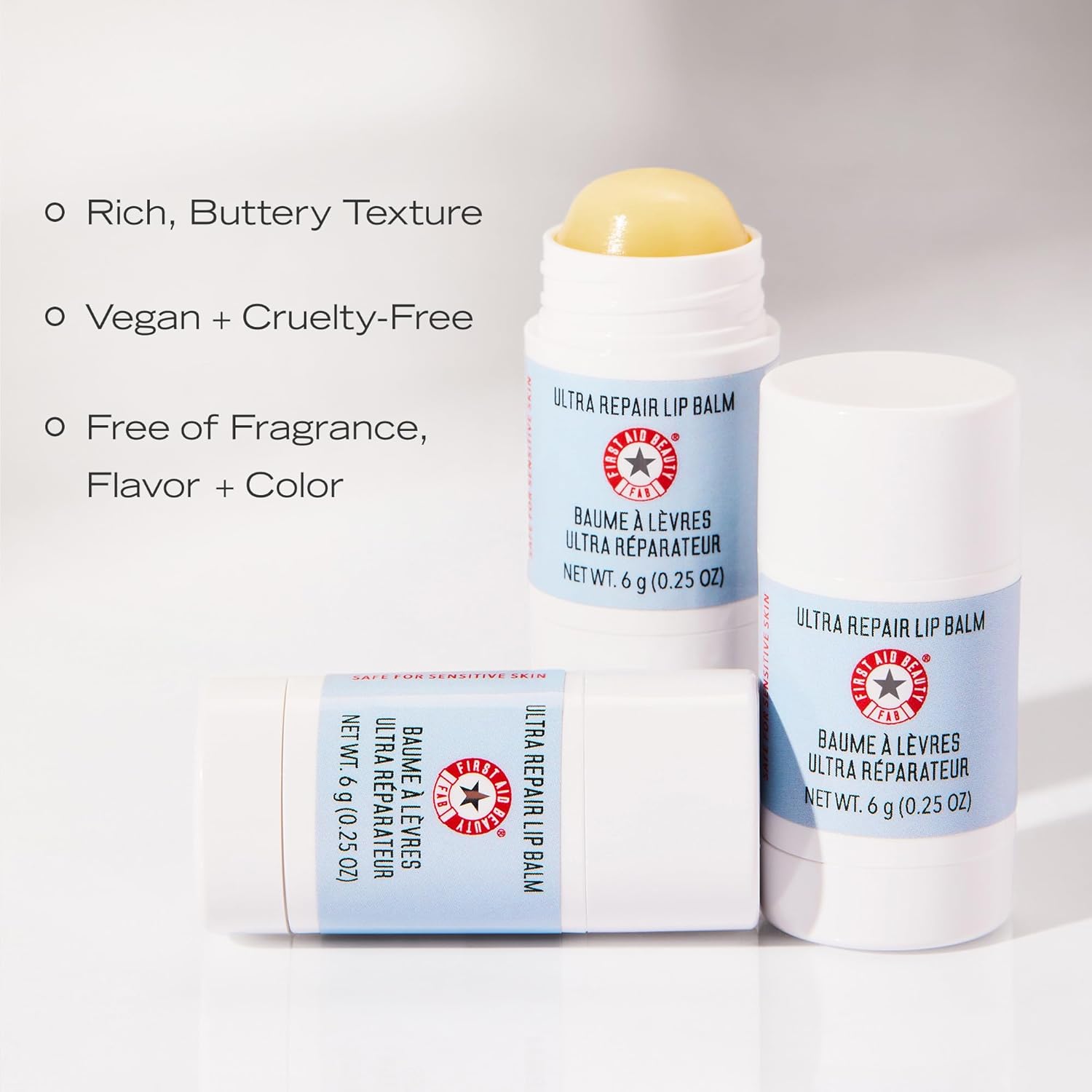 First Aid Beauty Ultra Repair Lip Balm – Instantly Hydrates to Leave Lips Soft, Supple + Plump – Concentrated Formula of Botanical Oils, Butters + Waxes – Three Pack, 3 * 0.25 oz : Beauty & Personal Care