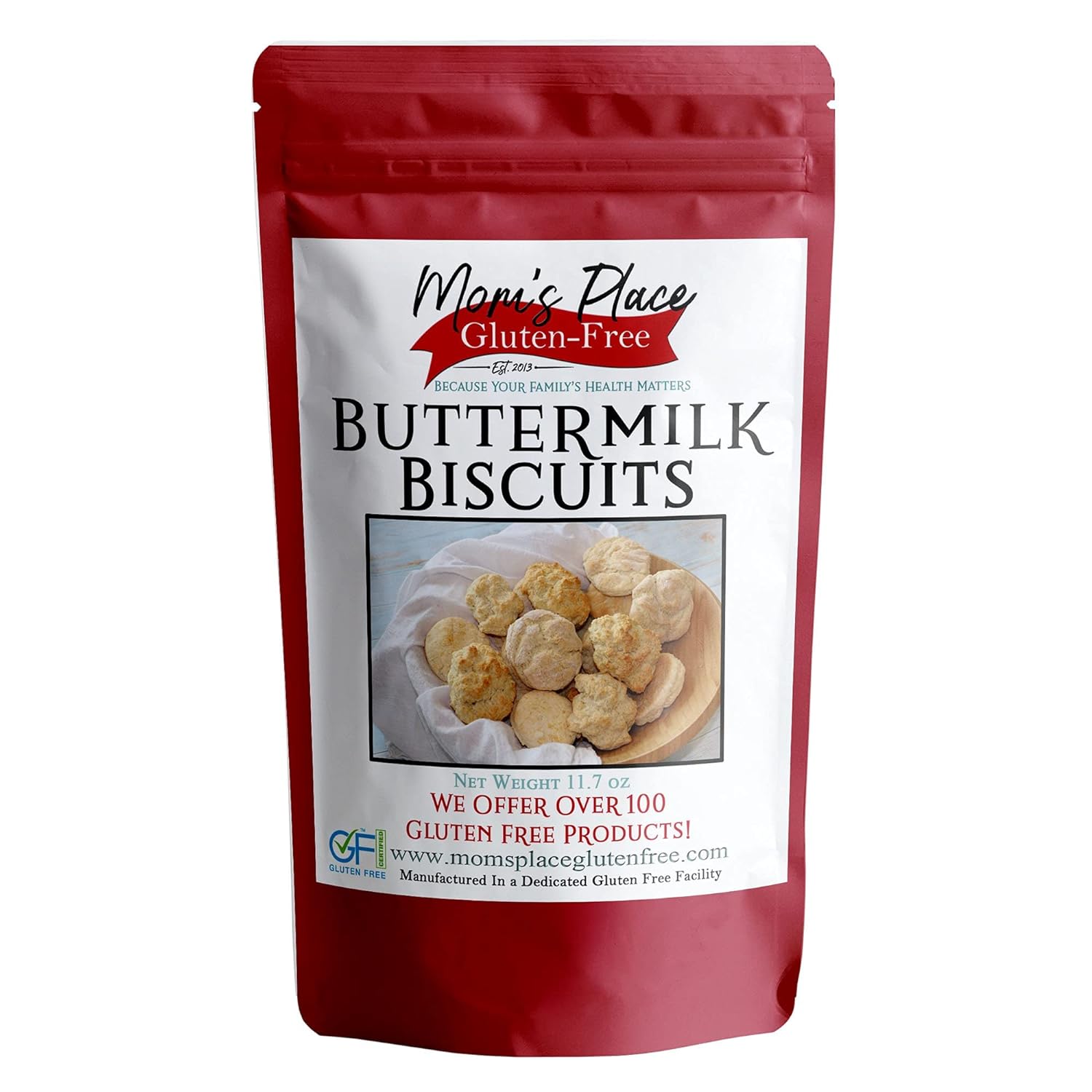 Mom's Place Gluten Free Buttermilk Biscuit Mix Dairy-Free & Easy to Prepare Delicious and Healthy Biscuits for Breakfast, Brunch, or Dinner, Makes 8-9 Biscuits