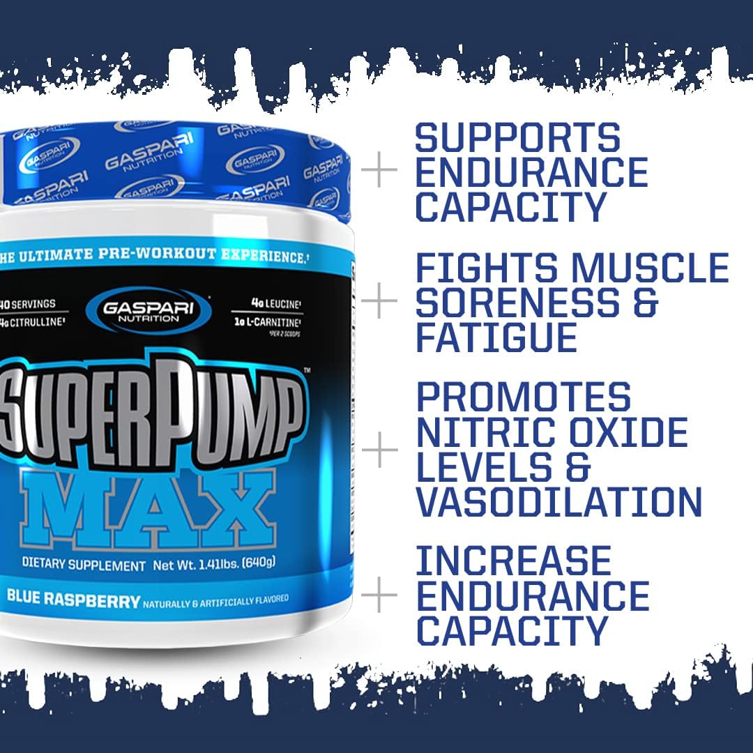Gaspari Nutrition Superpump Max, The Ultimate Pre Workout Powder, Sustained Energy Preworkout, Nitric Oxide Booster, Muscle Growth, Recovery & Replenishes Electrolytes (40 Serving, Orange Cooler) : Health & Household
