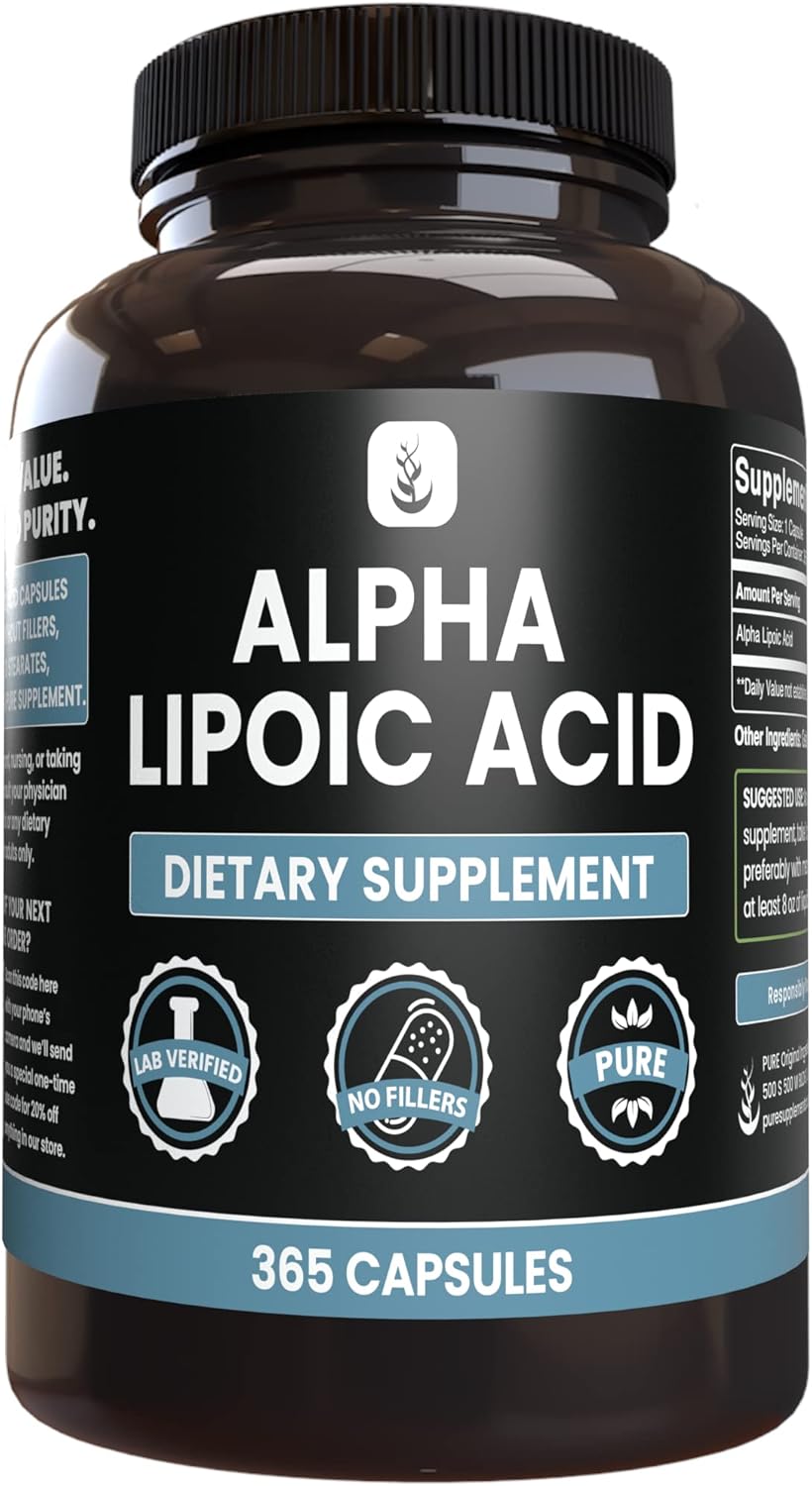 Pure Original Ingredients Alpha Lipoic Acid (365 Capsules) No Magnesium Or Rice Fillers, Always Pure, Lab Verified