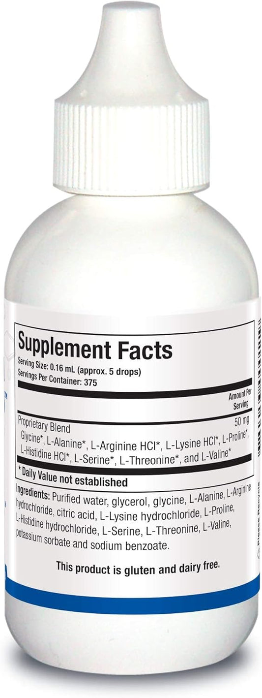 Biotics Research Amino Acid Quick Sorb Liquid Formula, Highly Absorbed, Glycine, L Alanine, L Arginine Hcl, L Lysine Hcl, L Proline, L Histidine Hcl, L Serine, L Threonine, L Valine, 2 Fluid Ounces