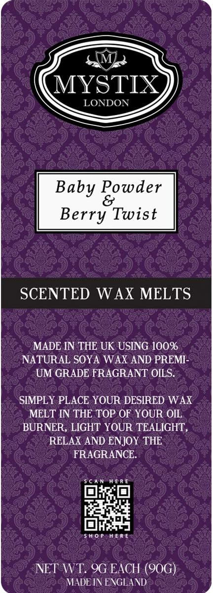 Mystix London | Baby Powder & Berry Twist - Wax Melts Clamshell 5 x 90g (50 cubes)| 100% Natural Soya Wax | Best Aroma for Home, Kitchen, Living Room and Bathroom | Perfect as a Gift | Handmade in UK : Amazon.co.uk: Home & Kitchen