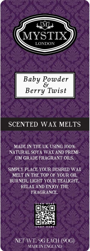 Mystix London | Baby Powder & Berry Twist - Wax Melts Clamshell 5 x 90g (50 cubes)| 100% Natural Soya Wax | Best Aroma for Home, Kitchen, Living Room and Bathroom | Perfect as a Gift | Handmade in UK : Amazon.co.uk: Home & Kitchen