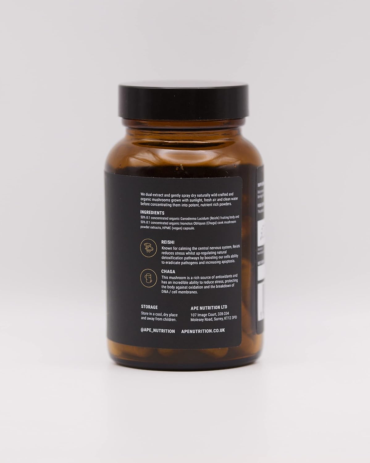 APE Nutrition Organic Reishi & Chaga Mushroom Blend Capsules - Certified Organic, Improved Sleep & Relaxation, Improved Recovery, UK Mushroom Supplements, Non GMO, 100% Pure No Filler : Amazon.co.uk: Health & Personal Care
