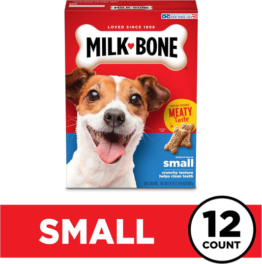Milk-Bone Original Dog Treats For Small Dogs, 24 Ounce (Pack Of 12), Crunchy Biscuit Helps Clean Teeth