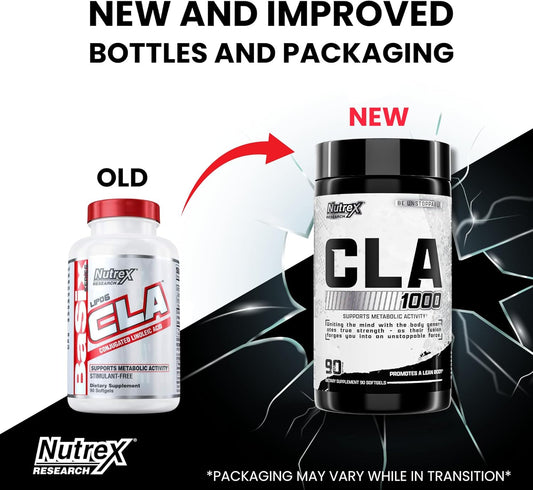 Nutrex Cla 90 Soft Gels - 1000Mg Conjugated Linoleic Acid Active Blend From Safflower Oil - Stimulant-Free Metabolism Booster Pills For Weight Loss