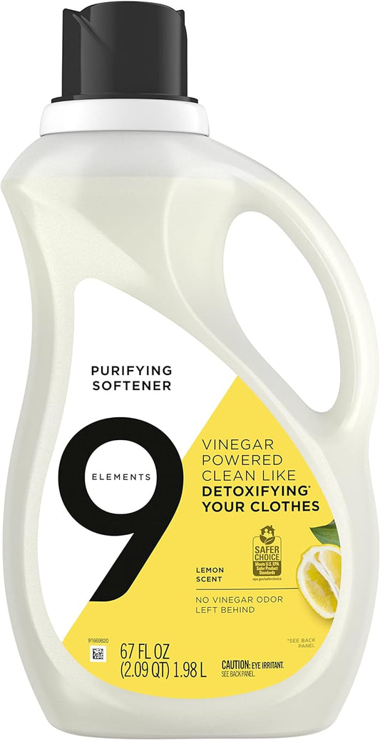 9 Elements Liquid Purifying Fabric Softener, Lemon Scent, 67 oz