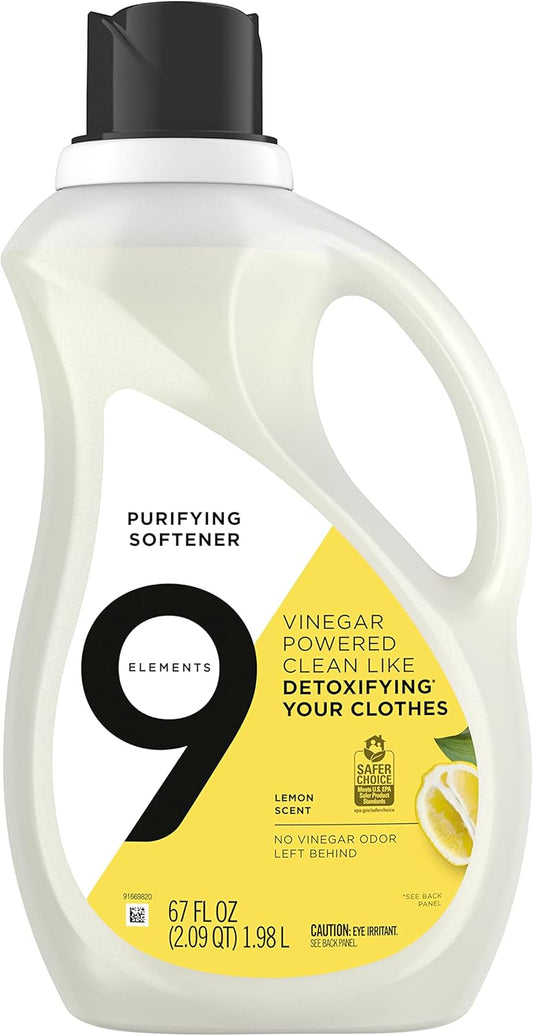 9 Elements Liquid Purifying Fabric Softener, Lemon Scent, 67 Oz