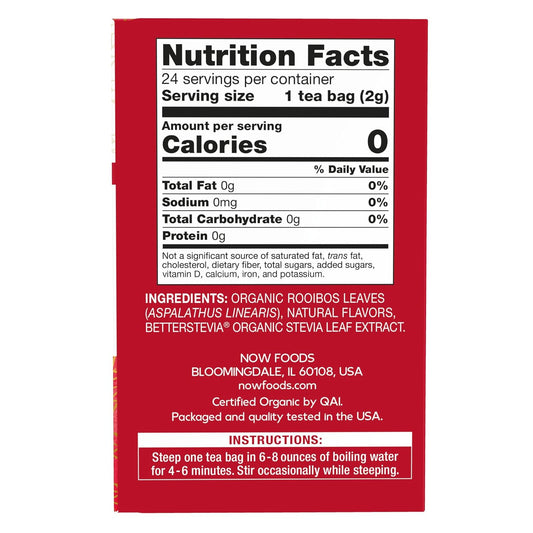 Now Foods Give A Tea™ Better Off Red™ Rooibos Tea With A Vanilla-Citrus Blush, Caffeine-Free, 24 Bags (Pack Of 2)