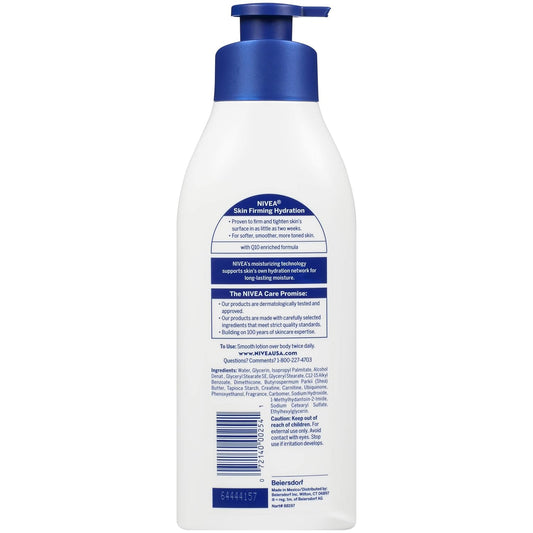 NIVEA Skin Firming Sheer Hydration Body Lotion with Q10 and Creatine, Skin Firming Lotion, Moisturizing Shea Butter Lotion, Multipack, 3-16.9 Fl Oz Pump Bottles