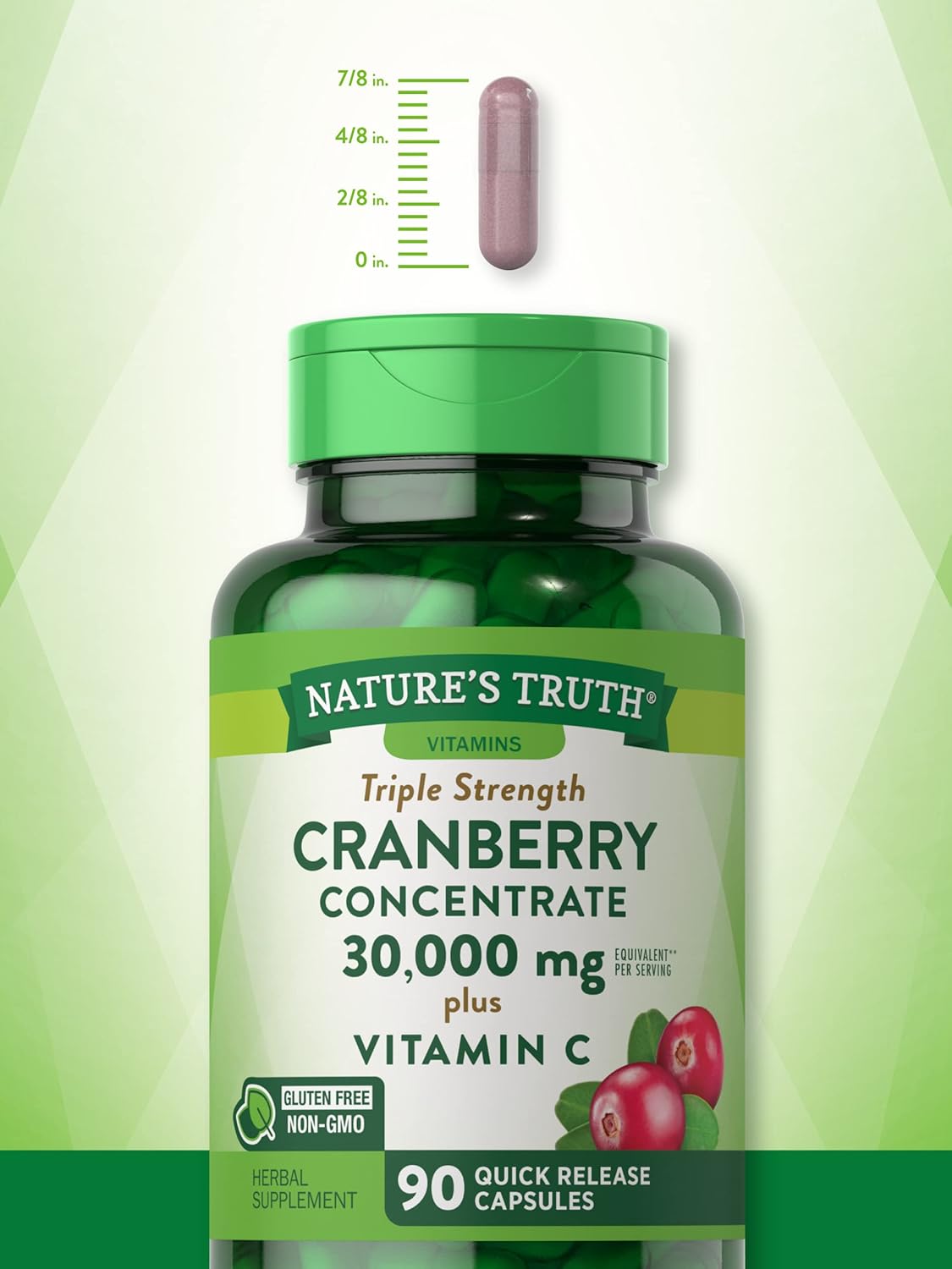 Cranberry Concentrate Capsules 30,000mg | Plus Vitamin C | Non-GMO & Gluten Free Supplement | Triple Strength Support Pills | by Nature's Truth : Health & Household