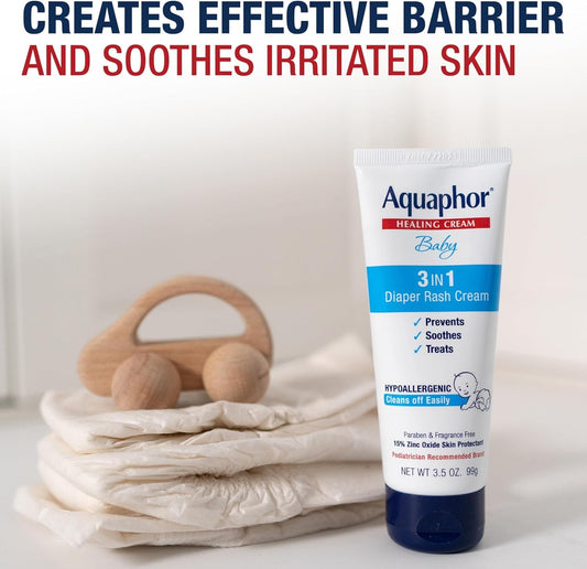 Aquaphor Baby Healing Cream 3 In 1 Diaper Rash 3.5 Ounce (100ml) (6 Pack)