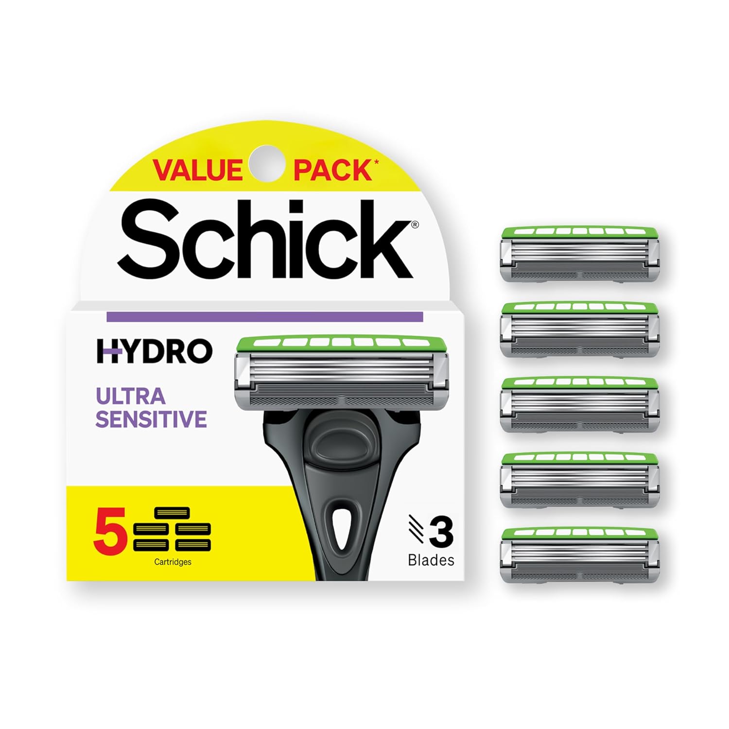 Schick Hydro Slim Head Sensitive Refills — Schick Razor Refills for Men, Men’s Razor Refills, 5 Count