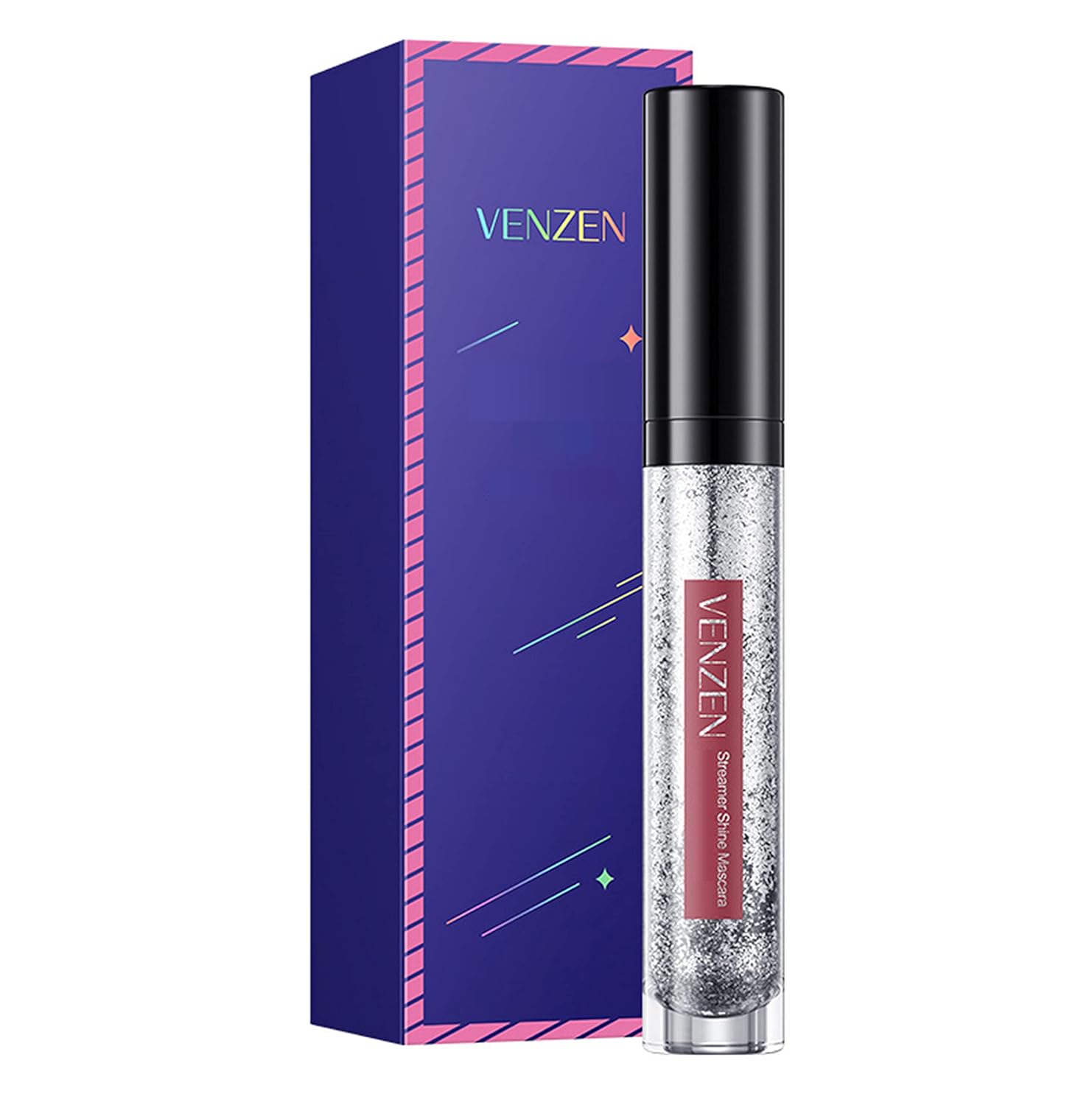 Venzen Streamer Shine Brush Mascara Long Lasting Crystal Sparkle Eye Eyelashes Makeup 6G