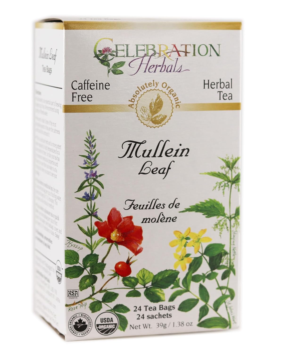 Celebration Herbals Organic Mullein Leaf Tea Bags 24 Count