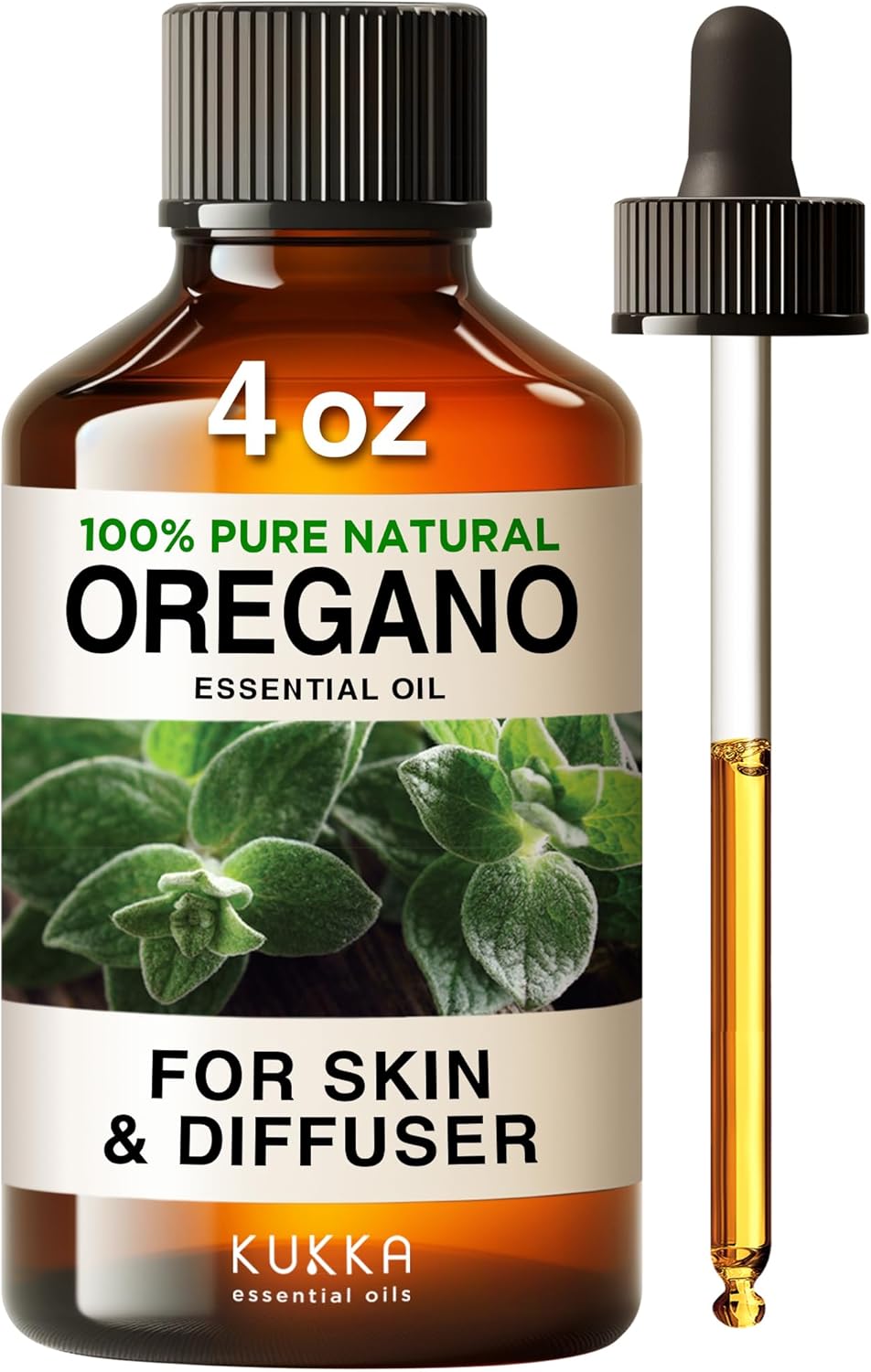 Kukka Oregano Essential Oil - 4 Fl Oz - 100% Pure Natural Oregano Oil Essential Oil For Skin - Oil Of Oregano For Nails - Oregano Oil For Diffuser & Nail - Earthy & Herbaceous - Soap Making Scent Diy