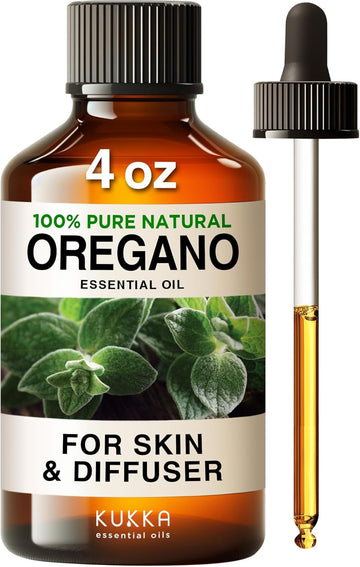 Kukka Oregano Essential Oil - 4 Fl Oz - 100% Pure Natural Oregano Oil Essential Oil For Skin - Oil Of Oregano For Nails - Oregano Oil For Diffuser & Nail - Earthy & Herbaceous - Soap Making Scent Diy