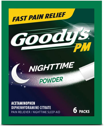 Goody's PM for Pain with Sleeplessness Nighttime Powder, 6 Powder Sticks
