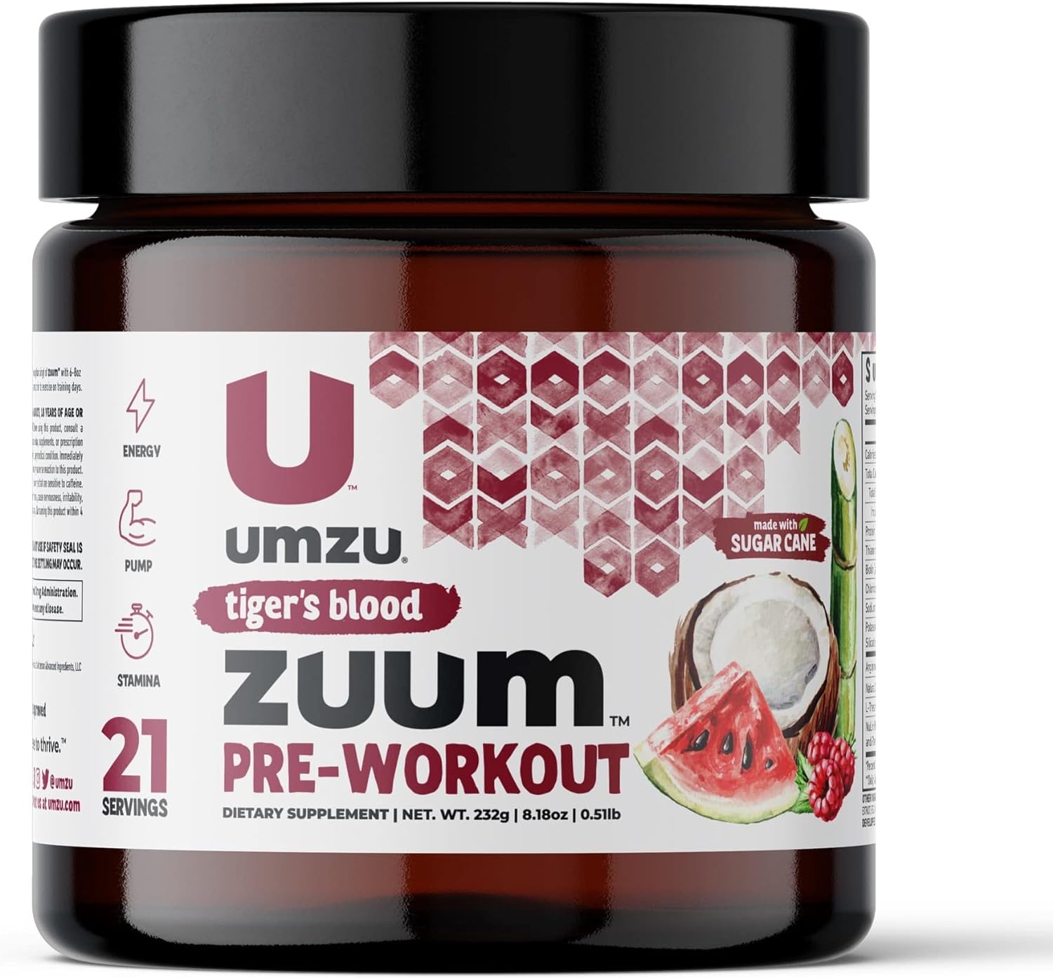 UMZU ZUUM Pre-Workout (Tiger's Blood Flavor) - Support Energy, Pump &