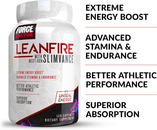 Force Factor Leanfire With Next-Gen Slimvance, 2-Pack, Advanced Energy Pills With B Vitamins And Caffeine To Boost Metabolism, Enhance Focus, And Improve Workout & Fitness Performance, 240 Capsules