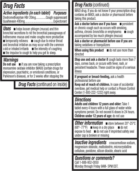 Healtha2Z® Mucus Relief Dm  Dextromethorphan Hbr 20Mg  Guaifenesin 400Mg  No Benzene Cough, Immediate Release, Uncoated