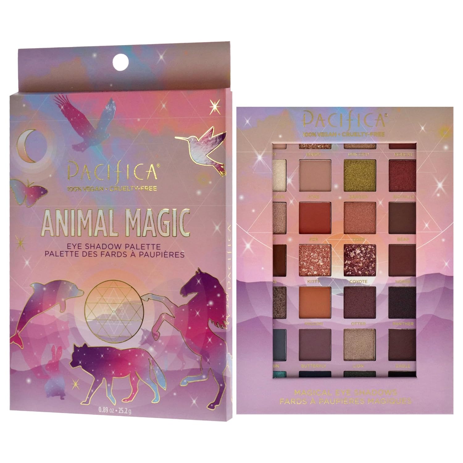 Pacifica Beauty, Animal Magic Eye Shadow Palette, 28 Eyeshadow Shades, Mineral Eyeshadow, Matte, Shimmer and Glitter Mica Shades, Vitamin E, Made from 100% Recyclable Paper, Vegan and Cruelty Free : Beauty & Personal Care