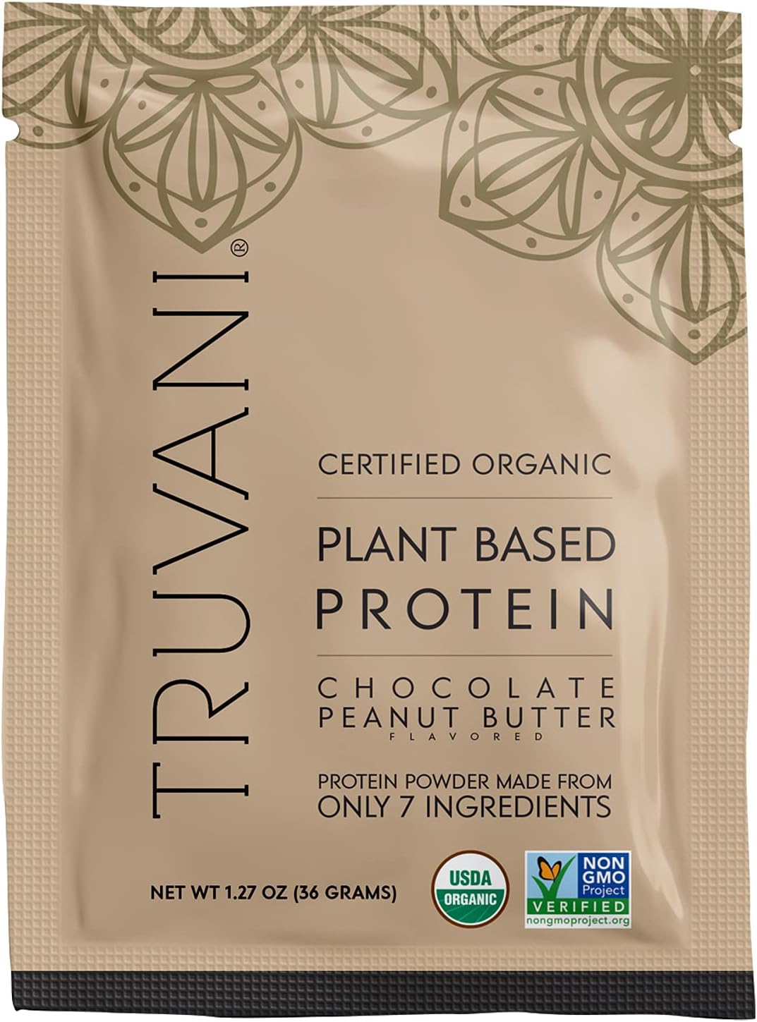 Truvani Vegan Pea Protein Powder | Chocolate Peanut Butter | 20G Organic Plant Based Protein | 1 Serving | Keto | Gluten & Dairy Free | Low Carb | No Added Sugar