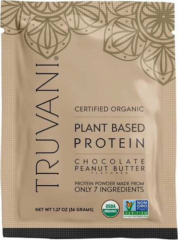 Truvani Vegan Pea Protein Powder | Chocolate Peanut Butter | 20G Organic Plant Based Protein | 1 Serving | Keto | Gluten & Dairy Free | Low Carb | No Added Sugar