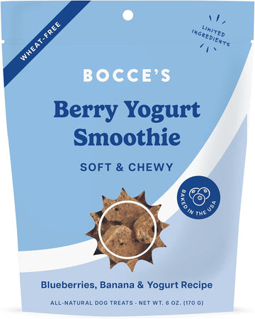 Bocce'S Bakery Berry Smoothie Wellness Treats For Dogs, Wheat-Free Everyday Dog Treats, Made With Real Ingredients, Baked In The Usa, All-Natural Soft & Chewy Cookies, 6 Oz