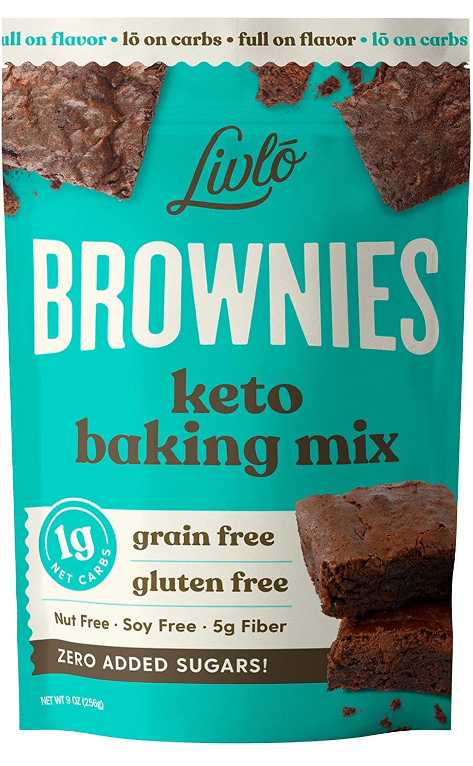 Livlo Keto Brownie Baking Mix - Just 1g Net Carb - Sugar Free & Gluten Free Keto Desserts, Sweets & Treats - Low Carb, Nut Free, Diabetic Friendly Snack - Fast, Delicious & Easy to Make - 12 servings