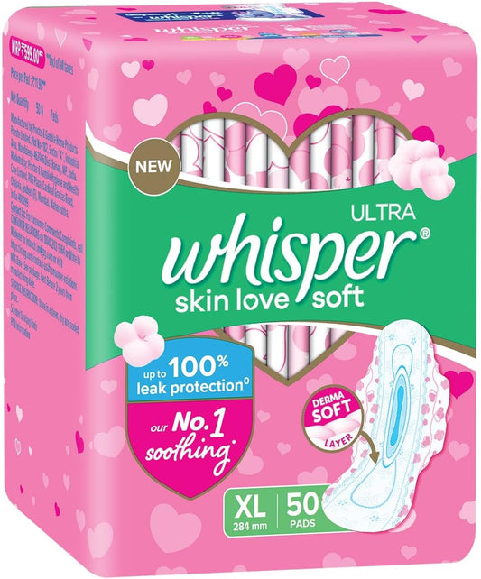 Whisper Ultra Soft Sanitary Pads - 50 Pieces (XL)