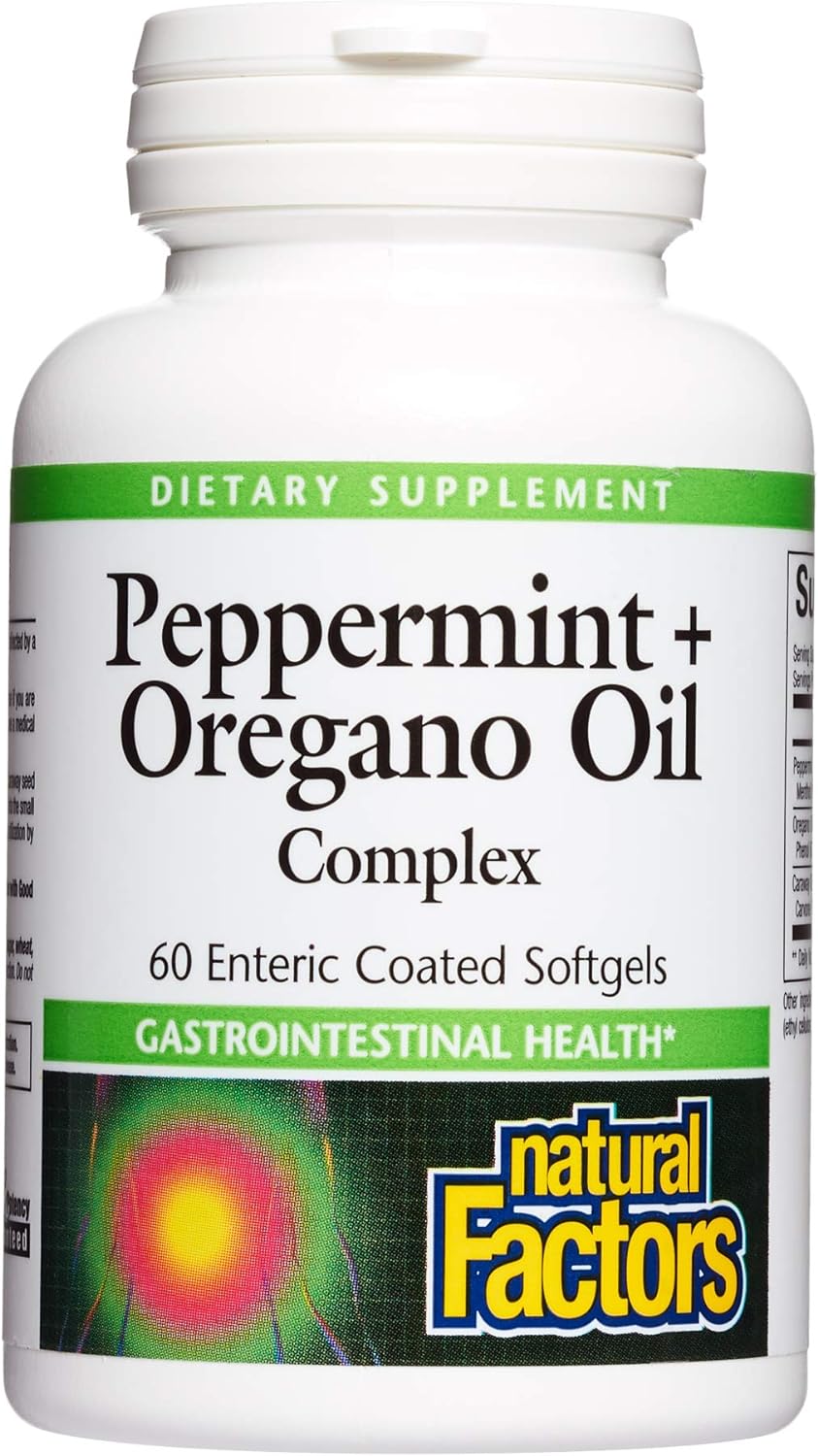 Natural Factors, Peppermint & Oregano Oil Complex, Digestive Aid for Gastrointestinal Health, 60 softgels