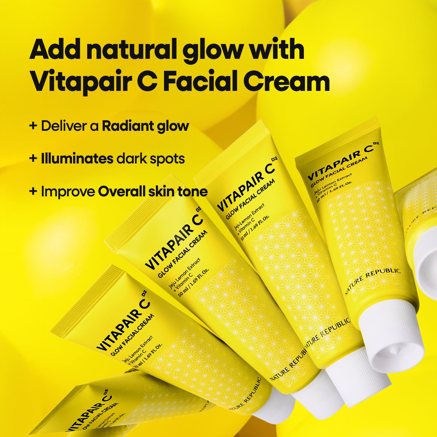 Nature Republic Vitapair C Glow Facial Cream, Niacinamide,Centella Asiatica Extract, Asiatic Acid, Citrus Lemon Fruit Extract,Vitamin C Cream,Valentines Day Gifts, Korean Skin Care 50Ml / 1.69 Fl Oz