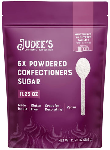 Judee’s 6X Powdered Confectioners Sugar 11.25 oz - 100% Non-GMO, Gluten-Free, and Nut-Free - 6X Size Perfect for Icings, Frostings, and Dusting Baked Goods