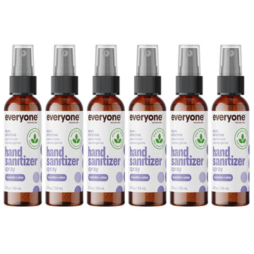 Everyone Hand Sanitizer Spray, 2 Fl Oz (Pack Of 6), Lavender And Aloe, Plant Derived Alcohol With Pure Essential Oils, 99% Effective Against Germs