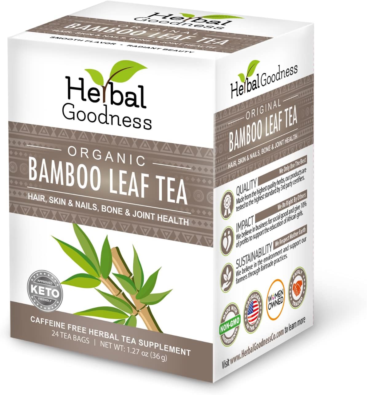 Bamboo Extract for Hair Growth - Tea Organic Hair Skin and Natural Silica & Collagen - How to Get Glowing Skin Inflammation Supplements 24ct Box Herbal Goodness