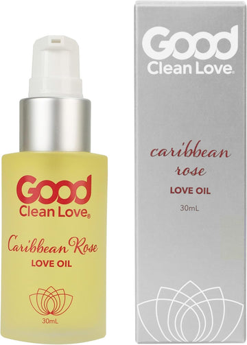 Good Clean Love Caribbean Rose Love Oil, 100% Natural Massage & Intimate Body Oil, Made With Pure Essential Oils, Exotic Sensual Rose Scent, Aphrodisiac Fragrances, Pump Spray, 30Ml