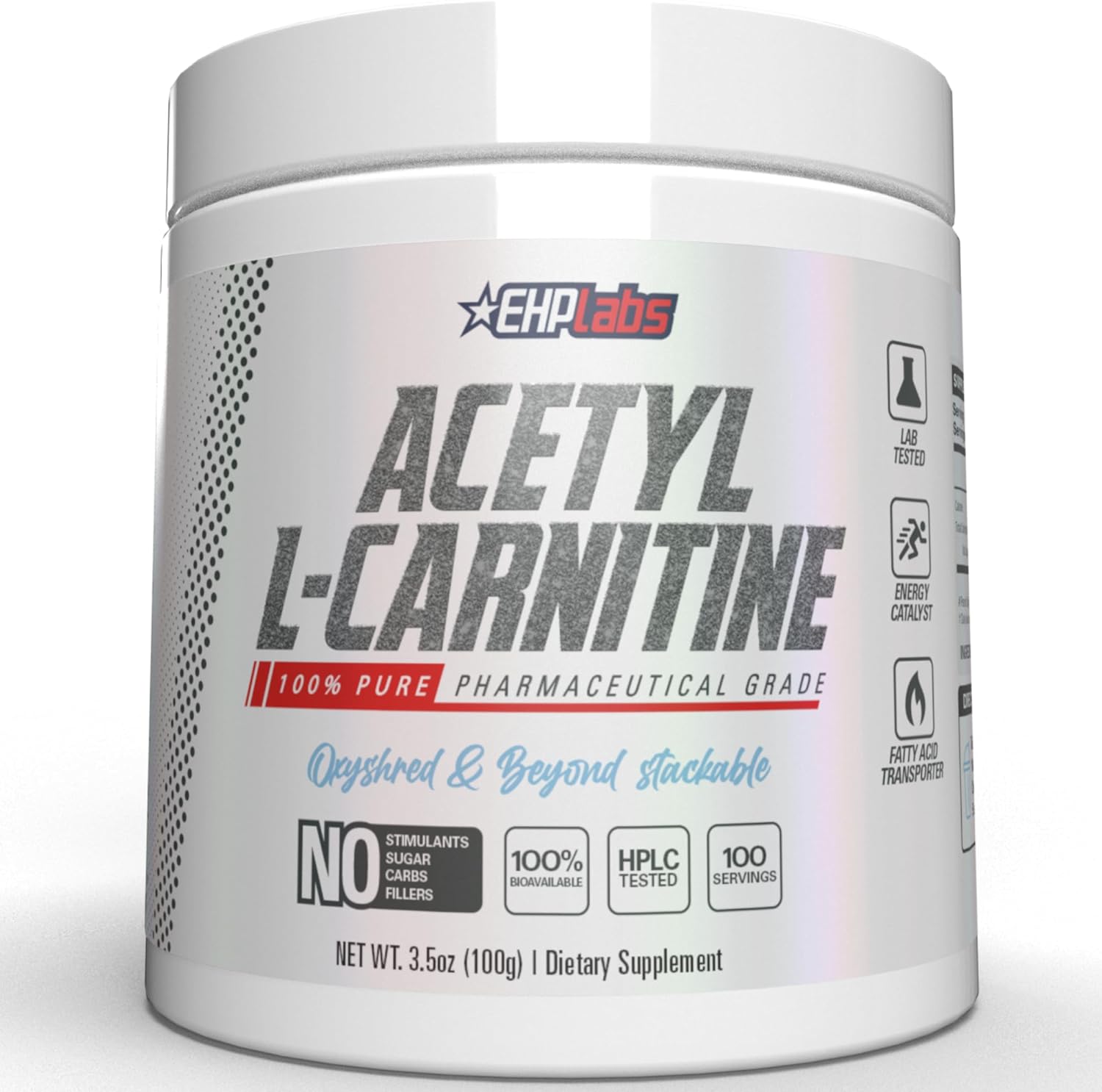 EHPlabs Acetyl L Carnitine Powder, Supports Natural Energy Production, Supports Metabolism, Assists in Healthy Brain Function, Supports Heart Health, Vegan, Gluten Free, Non GMO - 100 Servings